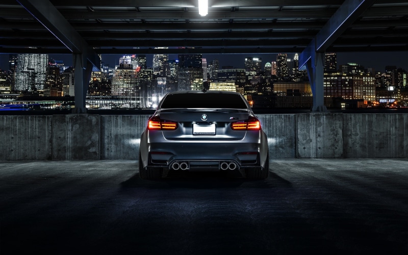 1080P, City, Rear, Night, Black, View, f, Matte, Car, BMW, m