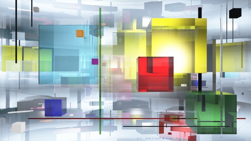 digital art, 3D, 1080P, transparency, geometry, lines, cube, colorful, square, abstract, minimalism