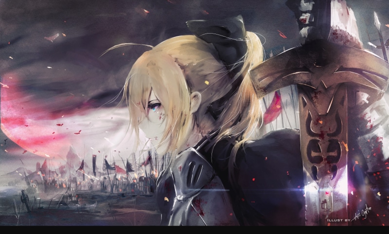 night, built structure, Fate/Stay Night, artwork, Aoi Ogata, Fate Series, 4K, Saber, anime girls, transparent, stay, lifestyles, creativity, human representation