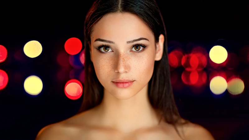 one person, women, close-up, beauty, adult, looking at camera, studio shot, woman, illuminated, brunette, nightlife, Mariya Volokh, s, portrait, model