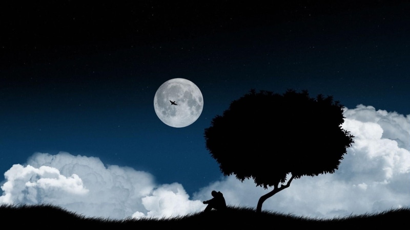geometric shape, night sky, planetary moon, moon, digital composite, tranquil scene, beauty in nature, 1080P, exploration, alone, tranquility, solitude