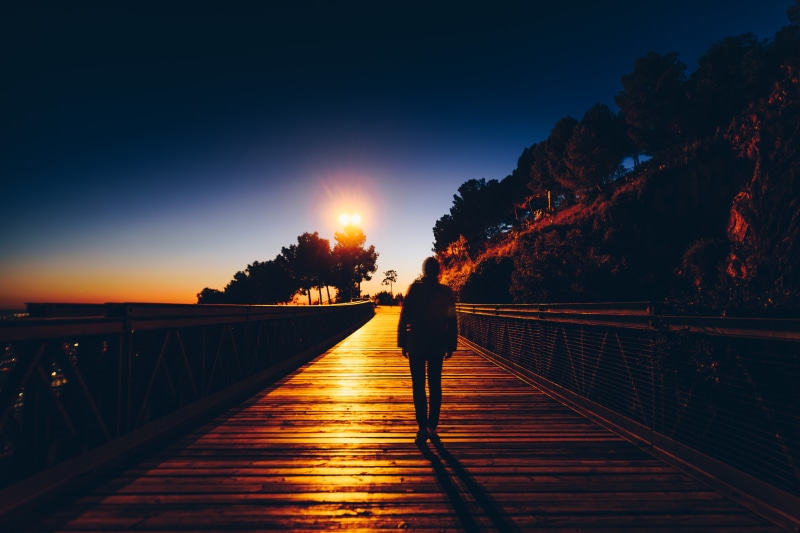 real people, the way forward, orange color, dock, direction, wooden, lifestyles, alone, 5K, sunset, rear view, full length, nature, lonely, brown, silhouette