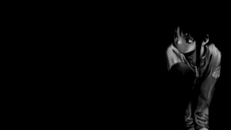 sadness, one person, aggression, anime, minimalism, teenager, dark, portrait, emotion, studio shot, copy space, animated, men, Serial Experiments Lain