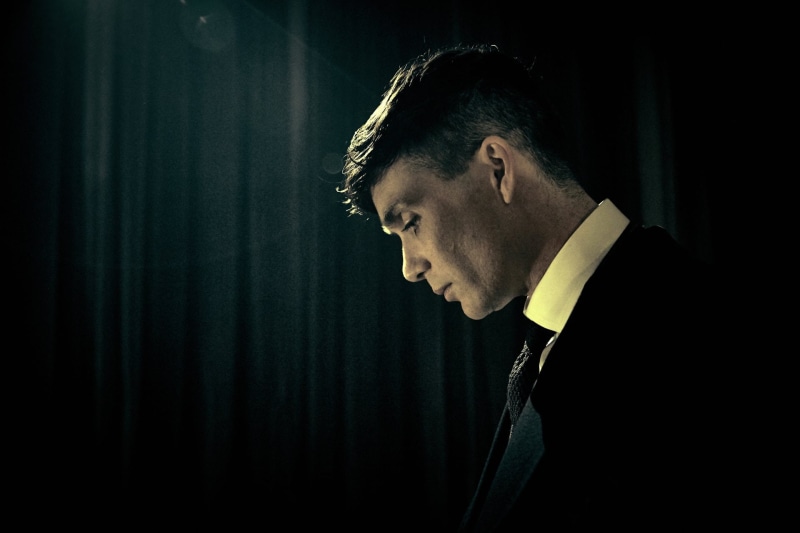 sadness, men, curtain, headshot, performance, profile view, young adult, adult, portrait, 1080P, Peaky Blinders, males, young men, one person, black background