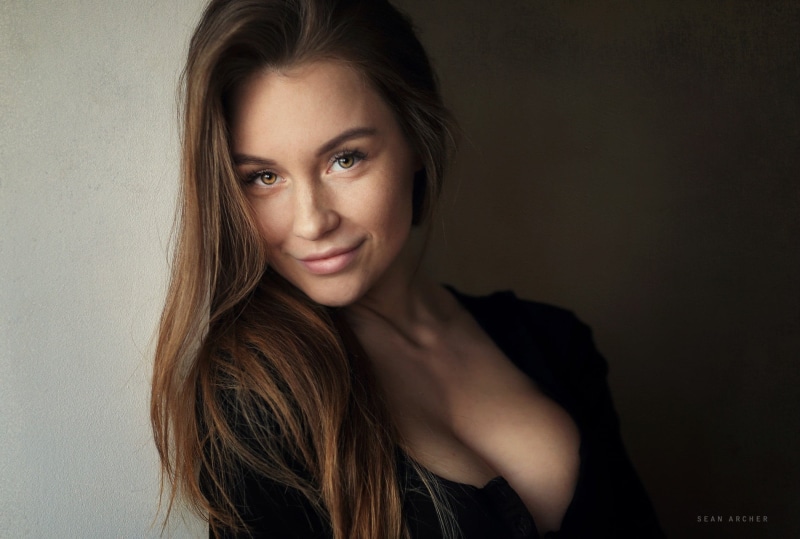 adult, beauty, long, young women, Sean Archer, front view, one person, beautiful woman, looking at camera, black sweater, headshot, looking at viewer, portrait