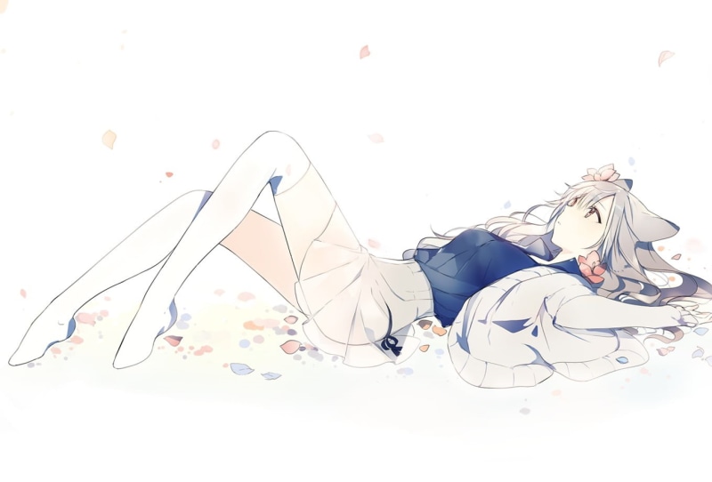 no people, original characters, ground, digital, indoors, white color, high angle view, shoe, anime, 720P, anime girls, copy space, still life