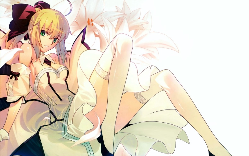 fashion, young women, Saber, close-up, anime, Type-Moon, plant, creativity, Fate/Stay Night, art and craft, female, flower, human representation, 1080P
