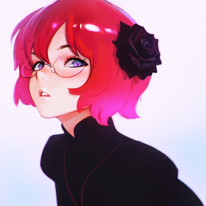 one person, pink color, young women, side view, fashion, anime, character, glasses, headshot, beauty, female, women, adult, anime girls, studio shot, 480P