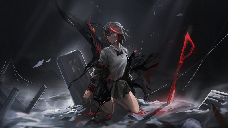 young adult, 1080P, females, lighting equipment, anime, studio shot, technology, anime girls, sitting, women, indoors, Kill la Kill, music