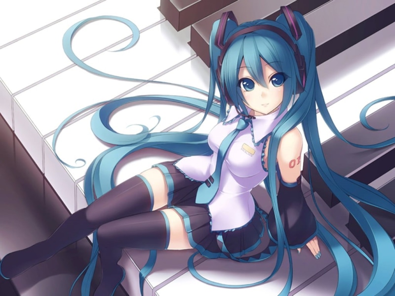 man made, detached sleeves, hairstyle, pattern, 480P, clothing, Hatsune Miku, no people, design, human representation, representation, art and craft, fashion