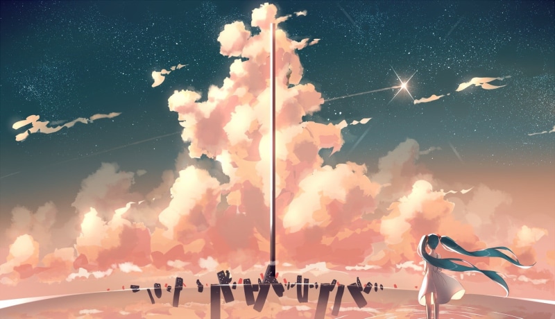 crowd, dress, 720P, sea, white, women, lifestyles, large group of people, fire, cloud - sky, sky, Vocaloid, digital composite, digital, real people, orange color