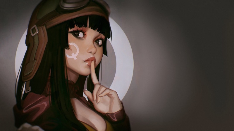 young adult, adult, looking at camera, black, lifestyles, fashion, beauty, one person, copy space, women, original characters, headwear, Ilya Kuvshinov