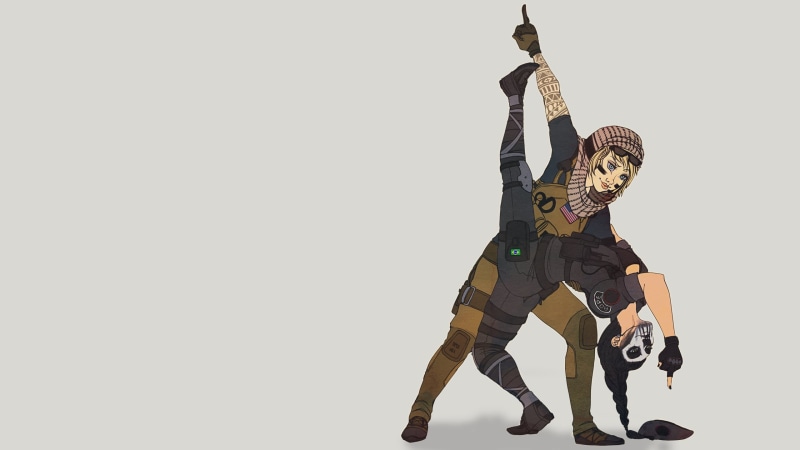 character, copy space, indoors, vitality, men, illustration, Tom Clancys Rainbow Six, Rainbow Six, cartoon, one person, fun, jumping, males, portrait, Rainbow Six: Siege