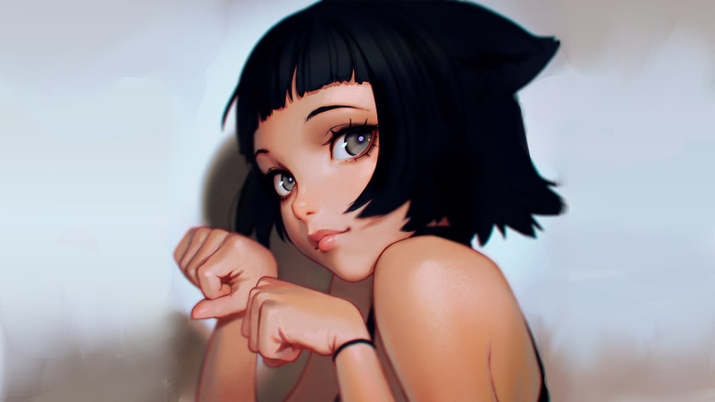 women, original characters, nekomimi, artwork, Ilya Kuvshinov, イリヤ, 1080P, digital art