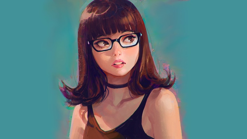 women, eyeglasses, indoors, one person, 1080P, looking at camera, beautiful woman, fashion, young adult, adult, portrait, contemplation, original characters