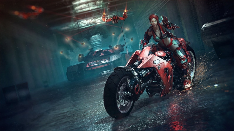 mode of transportation, science fiction, cyberpunk, extreme Sports, motorsport, street, driving, wet, nature, futuristic, 1080P, game, character, motion