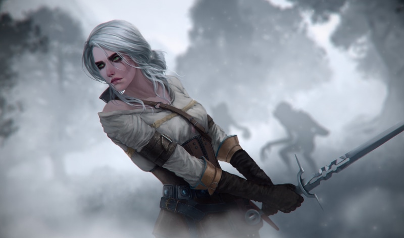 adult, nature, weapon, clothing, video games, The Witcher, The Witcher 3: Wild Hunt, game, sword, lifestyles, Cirilla, communication, holding, one person