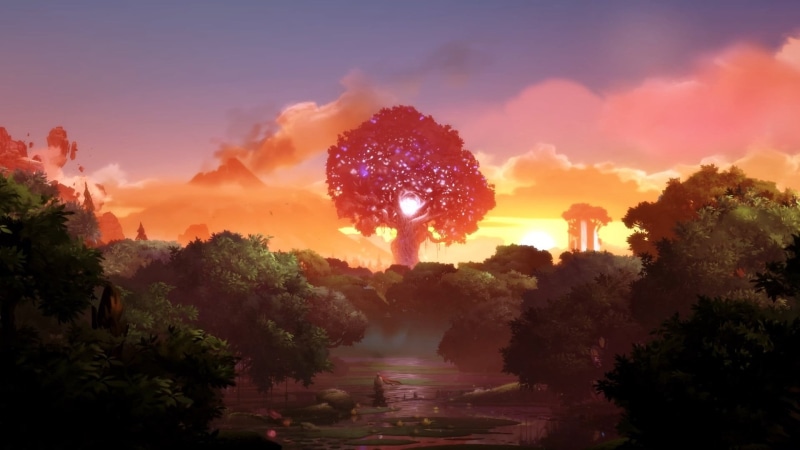 scenics - nature, Ori, plant, sun, green, outdoors, landscape, sunlight, nature, sunset, cloud - sky, tranquil scene, orange color, sky, beauty in nature