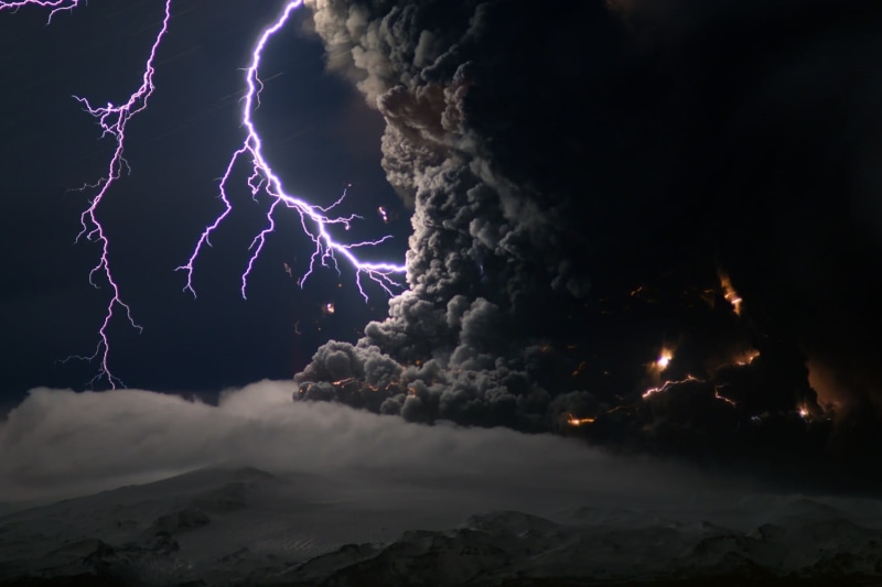 landscape, 720P, no people, warning sign, beauty in nature, lightning, volcano, thunder, environment, sign, smoke, outdoors, storm cloud, extreme weather