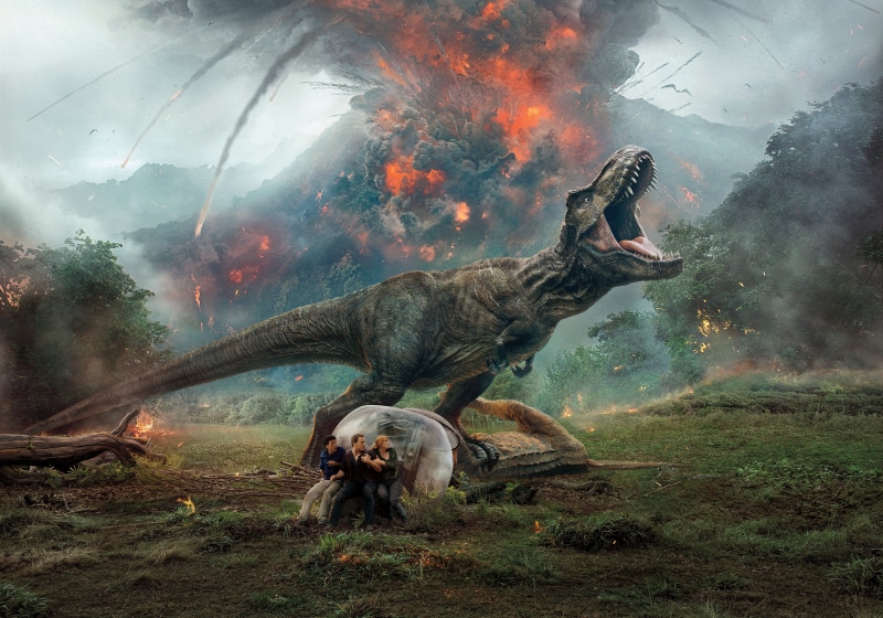 Trees, Eruption, Toby Jones, Jurassic World: Fallen Kingdom, Tyrannosauruses, Movie, Jeff Goldblum, Owen, claire dearing, mammal, Jurassic, aggression