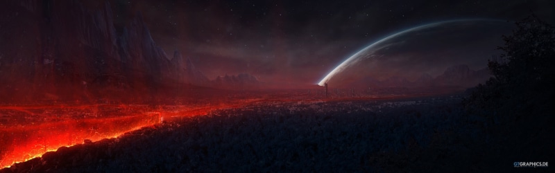 sky, volcano, artwork, star - space, motion, planet, erupting, exploding, space, no people, active volcano, 4K, volcanic, flowing, apocalyptic, moon, lapse