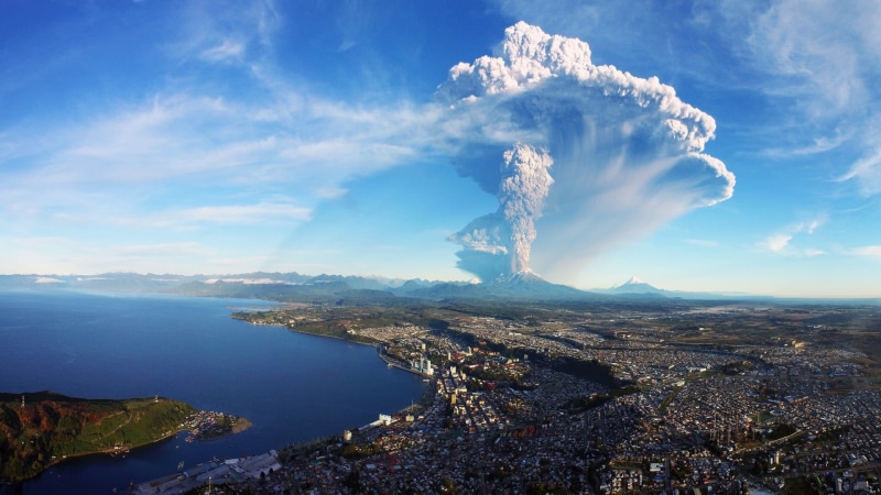 white, aerial View, mountains, landscape, cityscape, pollution, nature, mountain, snowy peak, building exterior, tree, cloud - Sky, sea, volcano, hills