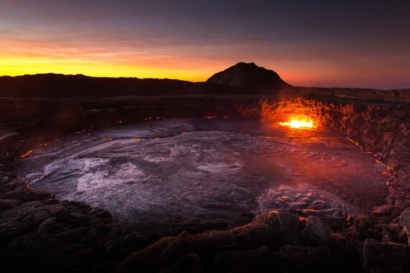 eruption, lava, volcano, 1080P, Dawn, mountains, Africa, Ethiopia