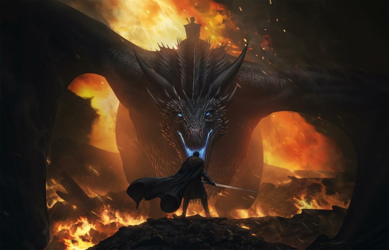 Night King (Game of Thrones), Sword, Dragon, TV Show, Game Of Thrones, Jon Snow, 1080P, Warrior