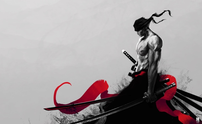 human representation, female likeness, indoors, red, isolated color, copy space, sculpture, Anime, gray, zoro, representation, Zoro Roronoa