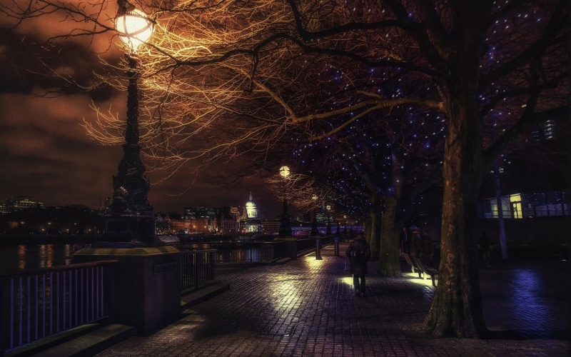 europe, plant, clouds, the way forward, London, illuminated, treelined, England, no people, architecture, street Light, landscape, lighting Equipment, built structure