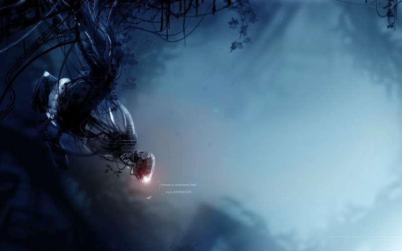 bare tree, no people, GLaDOS, night, robot, cold temperature, video games, sky, outdoors, reflection, low angle view, branch, nature, Portal (game), winter