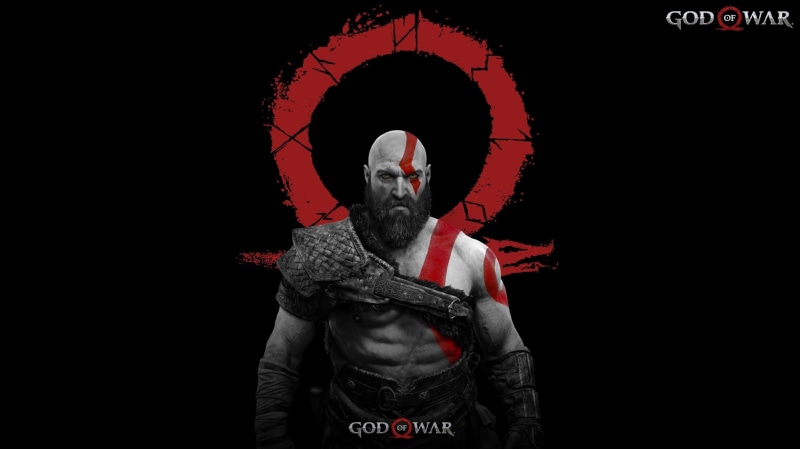 logo, strong, son of Zeus, armor, Kratos, GOW, Valhalla, general, bald, angry, God of War 2017, thorax, Spartan, runes, Greek, pale man, god slayer, ghost of Sparta
