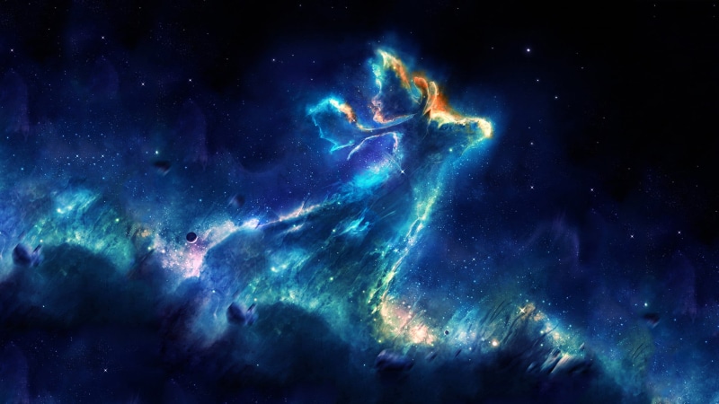 exploration, light - Natural Phenomenon, space art, abstract, deer, milky Way, backgrounds, deep, no people, galaxy, stars, themed, planet - Space, nebula