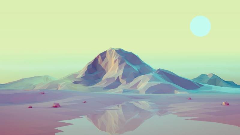 landscape, illustration, mountains, Mark Kirkpatrick, 1080P, minimalism, low poly