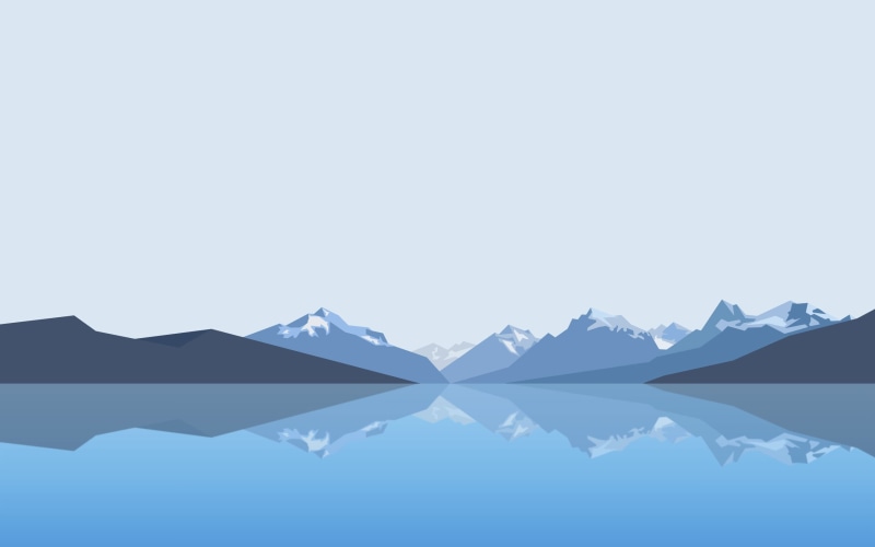 mountains, white color, scenics - nature, clear sky, blue, sky, studio shot, water, mountain, no people, symmetry, landscape, minimalism, low poly