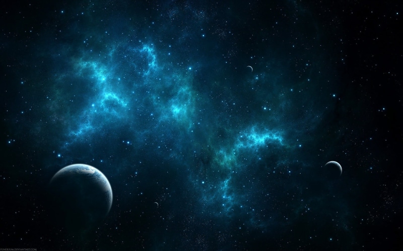 moon, star - space, planet - space, digital art, illustration, sky, star field, astronomy, galaxy, planet, no people, cyan, scenics - nature, milky way