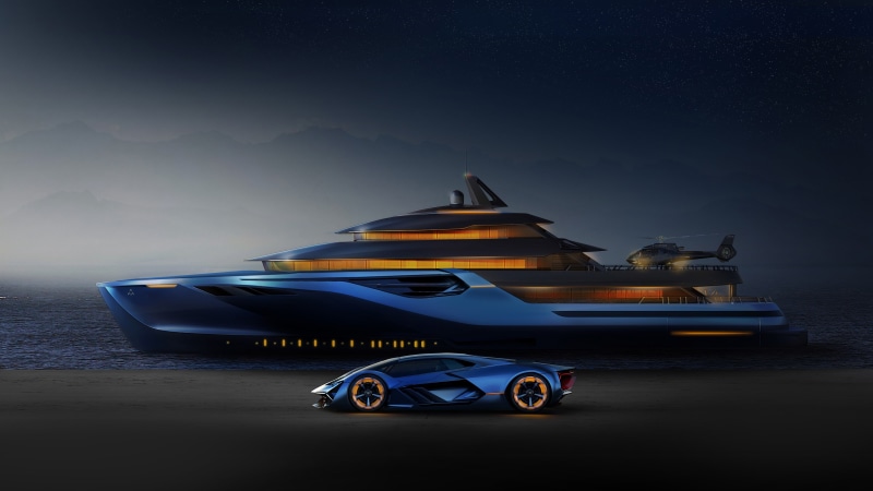lamborghini, ship, 4K, luxury car, yacht, lamborghini terzo millennio, vehicle, luxury, luxury yacht, concept car