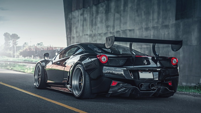 technology, ferrari, supercar, vehicle, ferrari 458, 4K, black car, car, luxury vehicle, sports car