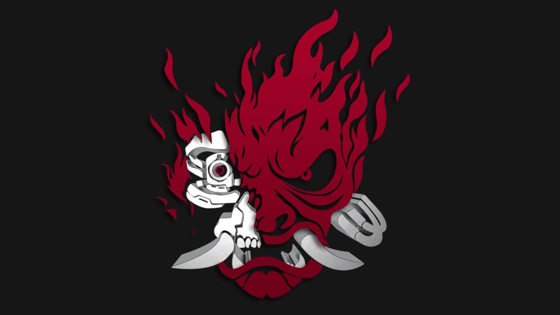 Cyberpunk 2077, 8K, cyberpunk, cyborg, Video Game Art, Mascot Logo, samurai, logo, demon, Cinema 4D