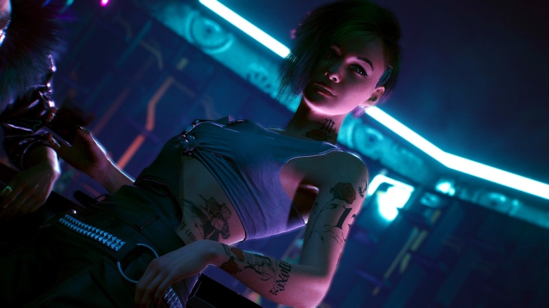 Judy Alvarez, video games, tattoo, Cyberpunk 2077, 2K