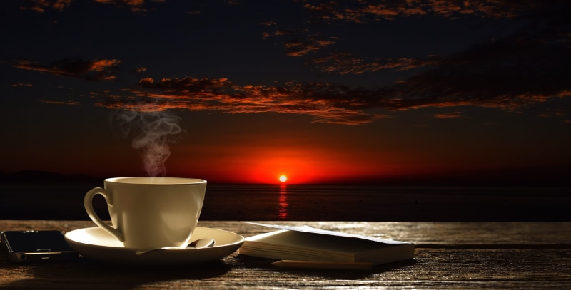 fine art, travel, nature, horizon over water, sunset, cloud - sky, feeash, call, mug, Sea, coffee, saucer, Sky, coffee Cup, food and drink, refreshment
