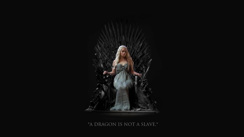Game of Thrones, mystery, dress, fashion, 1080P, sleeveless, independence, TV, quote, indoors, one person, Daenerys Targaryen, full length, front view