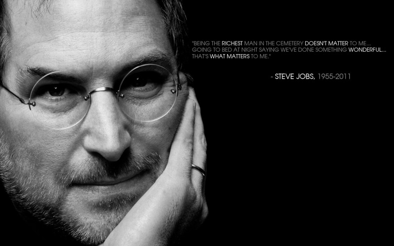 real people, males, men, steve, looking at camera, 1080P, one person, copy space, Steve Jobs, mid adult, human body part, beard, glasses, quote, human face