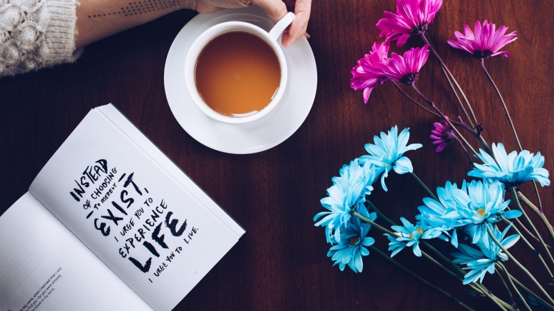 4K, text, life, flower, coffee, font, inspirational, cup, coffee cup, motivational, book