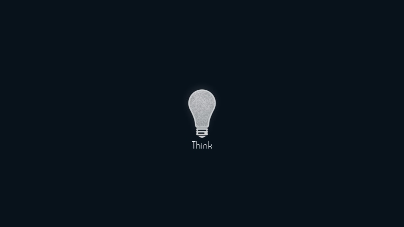 simple background, digital art, minimalism, Think, 4K, lightbulb, typography