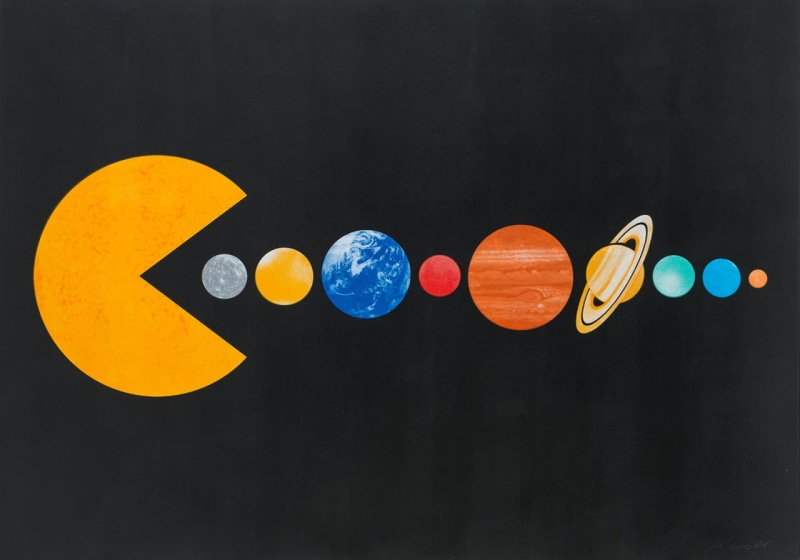 orange color, Mars, sign, variation, colors, Joe Webb, humor, space, Earth, planet, painting, Neptune, studio shot, green Color, clip, blackboard, art