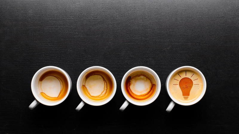 food, black background, bulb, in a row, design, coffee - drink, mug, group of objects, black, studio shot, still life, side by side, directly above, coffee