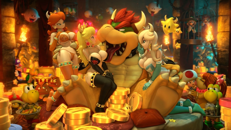 male likeness, King Boo, mario, Rosalina, religion, shopping, no people, girl, large group of objects, Bowser, gold, chest, nintendo, Waluigi, for sale