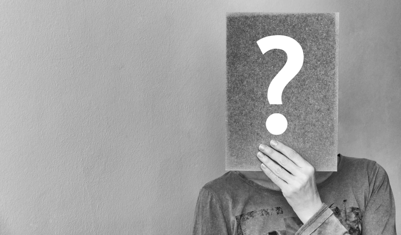 punctuation marks, theme, lifestyles, body part, learn, emotion, think, number, communication, question mark, puzzles, person, response, grayscale, copy space