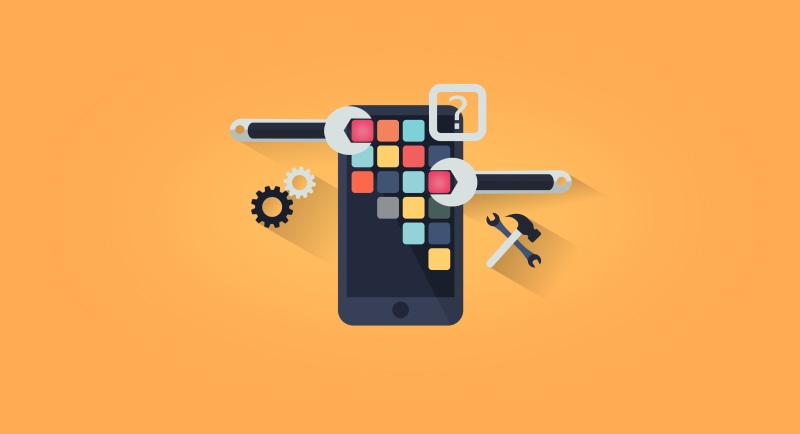 delegation, hammer, screwdriver, mobile, archive, page, data, pictogram, concept, development, management, web, directly above, creative, 4K, structure